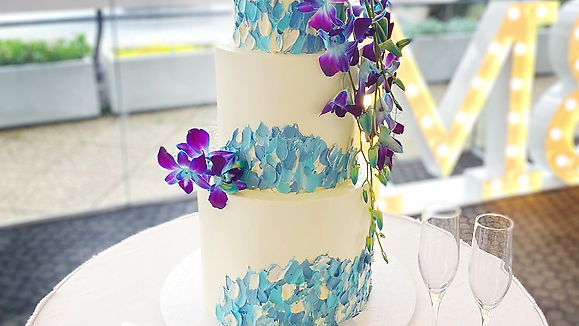 Blue Orchid Wedding Cake